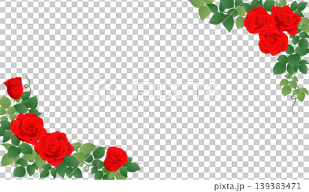 赤いバラの花のフレームイラスト 139383471