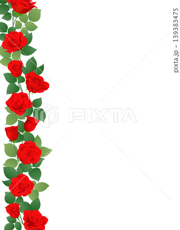 赤いバラの花の縦型のフレームイラスト 139383475