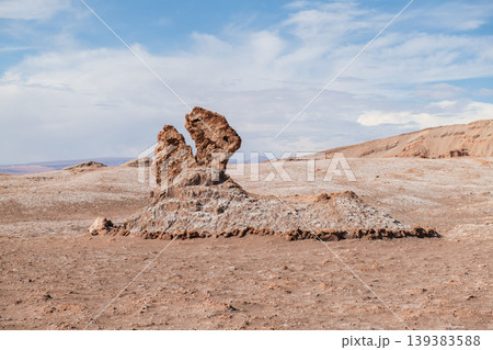 Majestic dinosaur rock formation in barren Valle de la Luna Chile 139383588