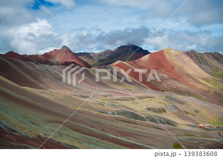 Majestic colorful rainbow mountain vinicunca breathtaking landscape view Majestic colorful rainbow mountain vinicunca breathtaking landscape view 139383608