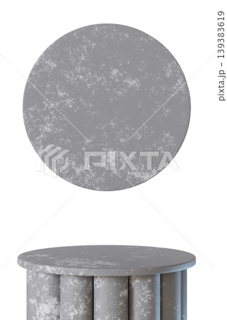 A concrete podium stands firmly with a circular top. The object is cut out and isolated from any background, showcasing the design clearly A concrete podium stands firmly with a circular top. The object is cut out and isolated from any background, showcasing the design clearly 139383619