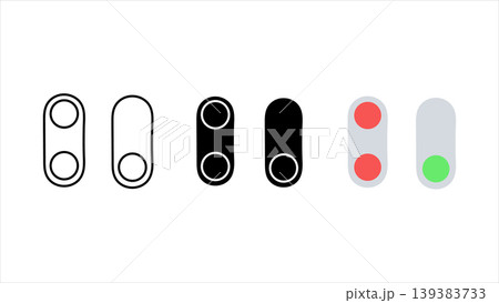 Toggle switch icon set outline solid and color vector on off button for web app ui settings Toggle switch icon set outline solid and color vector on off button for web app ui settings 139383733