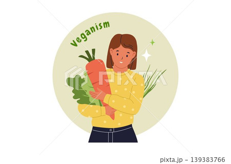 Illustration of Veganism Lifestyle and Plant Based Nutrition 139383766