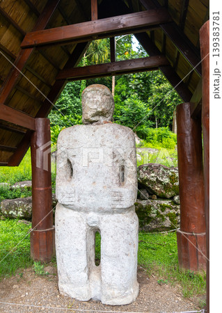 Ancient tiki statue at Te Lipona, Puamau, Hiva Oa, French Polynesia 139383781