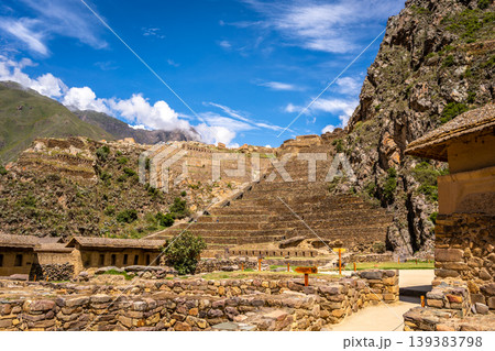 Panoramic view of the Inca fortress site Ollantaytambo in Peru 139383798