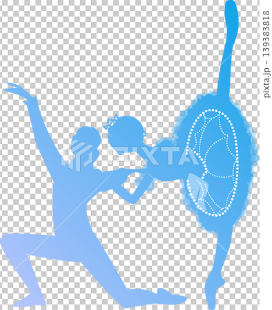 Ballet Pas de Deux: A blue gradient in the dance of two ballerinas. Ballet Pas de Deux: A blue gradient in the dance of two ballerinas. 139383818