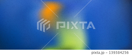 Blurred daffodil on grain background for beauty presentation. Gentle blur flower with smooth gradient in yellow and blue for label. Grainy flower for clean organic vector banner or invitation template 139384256