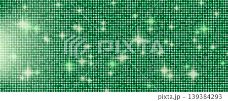 Green glitter mosaic fabric texture for luxury beauty and cosmetic bg. Shiny lime and emerald sequin tile pattern with glamour sparkle for party poster and glam design. Vector disco ball gradient Green glitter mosaic fabric texture for luxury beauty and cosmetic bg. Shiny lime and emerald sequin tile pattern with glamour sparkle for party poster and glam design. Vector disco ball gradient 139384293