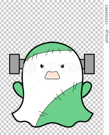 An illustration of a sheet ghost dressed as Frankenstein. An illustration of a sheet ghost dressed as Frankenstein. 139384463