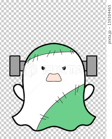 フランケンシュタインの仮装をしたシーツお化けのイラスト 139384465