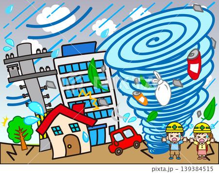 台風に襲われる街のイラスト素材2 139384515