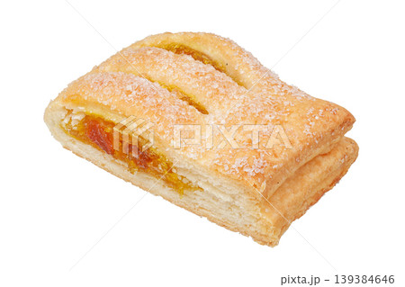 Puff pastry filled with jam isolated on white background 139384646