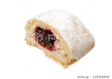 shortbread cookie with filling isolated on white background. shortbread cookie with filling isolated on white background. 139384649