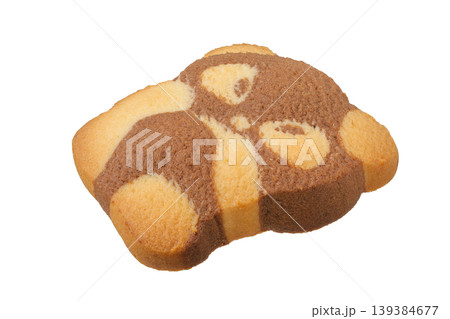 shortbread cookie in the shape of a panda isolated on white background. Top view. Flat lay shortbread cookie in the shape of a panda isolated on white background. Top view. Flat lay 139384677