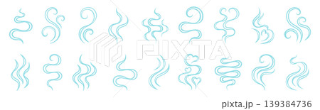 Steam smoke icon set hand drawn doodle line set flowing hot swirls curved lines aroma waves fluid Steam smoke icon set hand drawn doodle line set flowing hot swirls curved lines aroma waves fluid 139384736
