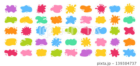 Paint splatters drips decorative abstract shapes frames uneven wavy edges set stains organic banners 139384737