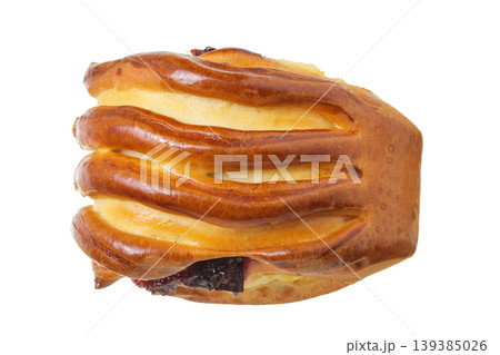 fruit-filled bun isolated on white background. Top view fruit-filled bun isolated on white background. Top view 139385026