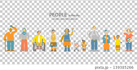 Diverse people with smiles: Stylish and colorful illustrations Diverse people with smiles: Stylish and colorful illustrations 139385266