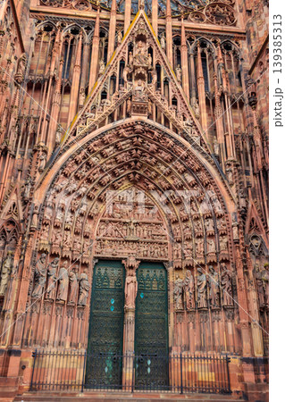 Portal of Strasbourg Cathedral or the Cathedral of Our Lady of Strasbourg in Strasbourg, France 139385313