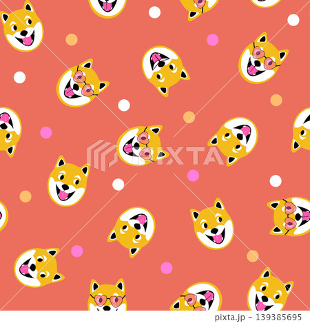 Vector seamless pattern with funny Shiba Inu dog faces Vector seamless pattern with funny Shiba Inu dog faces 139385695