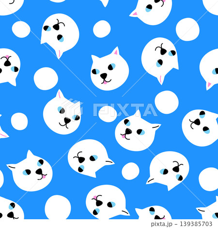 Vector seamless pattern with white cat faces...のイラスト素材 [139385703] - PIXTA