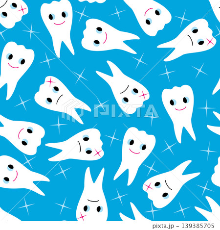 Vector seamless pattern with healthy and sick teeth on a blue background Vector seamless pattern with healthy and sick teeth on a blue background 139385705
