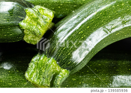 Close-up of Organic Zucchini Vegetables and Stems Close-up of Organic Zucchini Vegetables and Stems 139385936
