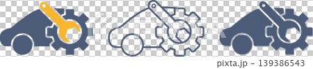 A set of icon materials featuring a combination of a car and a wrench, representing maintenance. A set of icon materials featuring a combination of a car and a wrench, representing maintenance. 139386543