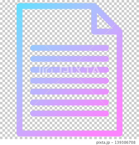 書類アイコン 虹色 ネオン グラデーション 透過 ベクター素材 書類アイコン 虹色 ネオン グラデーション 透過 ベクター素材 139386708