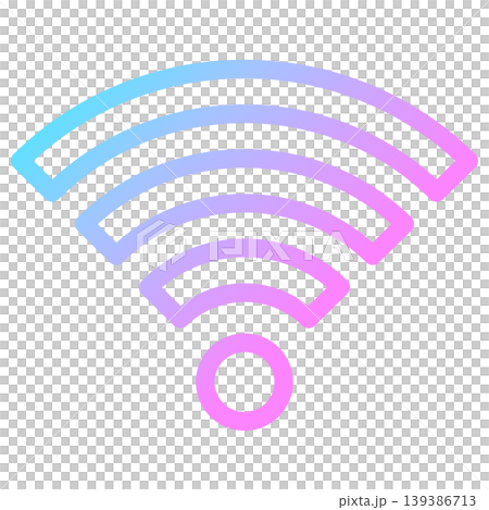 Wi-Fiアイコン 虹色 ネオン グラデーション 透過 ベクター素材 Wi-Fiアイコン 虹色 ネオン グラデーション 透過 ベクター素材 139386713