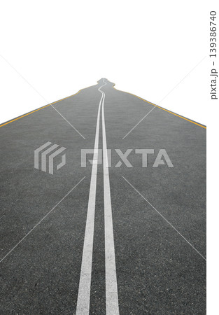 3d rendering asphalt highway road disappearing into white background 139386740