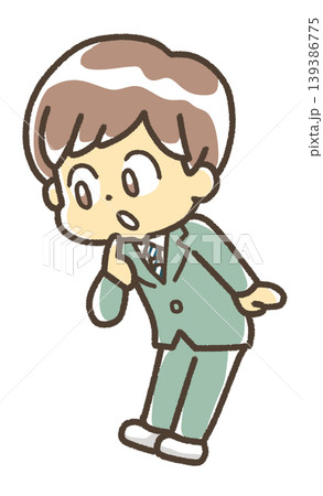 何かを見つけた男の子のイラスト ブレザー 何かを見つけた男の子のイラスト ブレザー 139386775