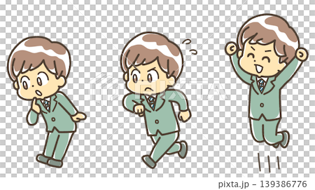 問題、頑張る、成功のステップアップのイラスト ブレザーの男の子 問題、頑張る、成功のステップアップのイラスト ブレザーの男の子 139386776