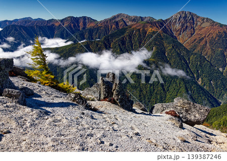 南アルプス・鳳凰三山・薬師岳から見る秋色の白峰三山 南アルプス・鳳凰三山・薬師岳から見る秋色の白峰三山 139387246