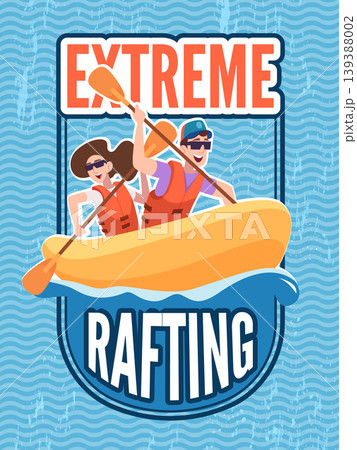 Rafting. extreme water sport placard design. vector poster template 139388002