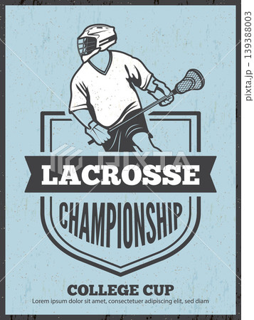Lacrosse. placard template for lacrosse champion. vector template with place for personal text Lacrosse. placard template for lacrosse champion. vector template with place for personal text 139388003
