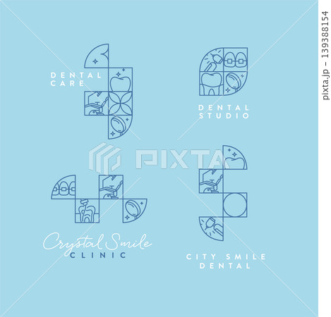 Dentist labels collection with text light blue 139388154