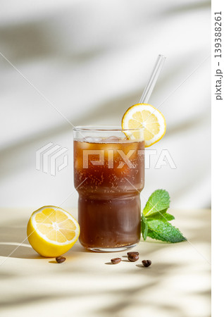 Cold Coffee Tonic Drink With Lemon and Ice Cold Coffee Tonic Drink With Lemon and Ice 139388261