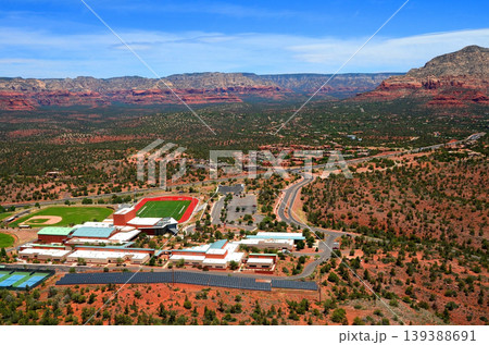 Aerial View Red Rock Country surrounding Sedona Arizona 139388691