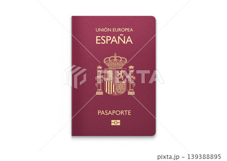 Spain Passport on white background. Spanish Passport. Top view. 3d rendering. Spain Passport on white background. Spanish Passport. Top view. 3d rendering. 139388895