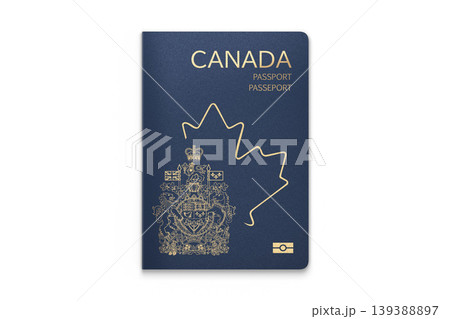 Canada Passport on white background. Canadian Passport. Top view. 3d rendering. Canada Passport on white background. Canadian Passport. Top view. 3d rendering. 139388897
