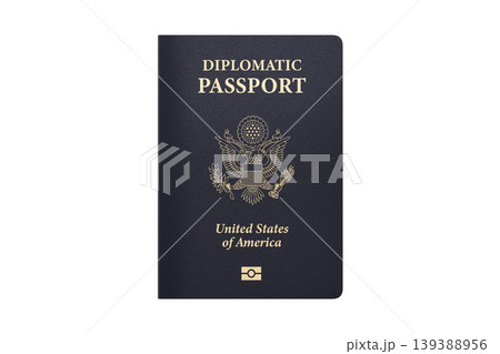 US Diplomatic Passport top view on white background. 3d rendering. 139388956