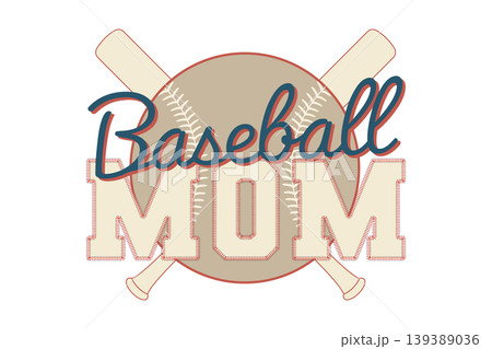 Dad word designed with stitched seams around the edges, resembling baseball stitching. Baseball dad concept. Sports-inspired typography, baseball theme, isolated on white background. 139389036