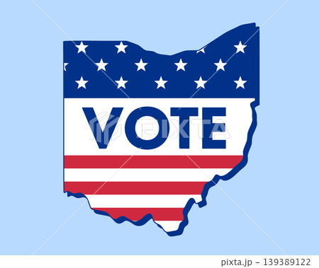 Ohio state map filled with U.S. flag stars and...のイラスト素材 [139389122 ...
