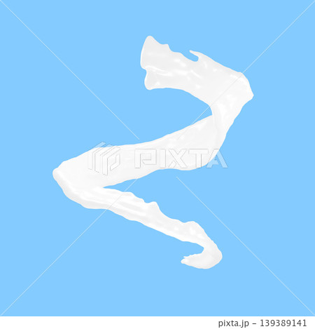 Fresh milk splashes isolated on a white background, capturing smooth liquid motion with detailed droplets and creamy texture. 3d rendering 139389141