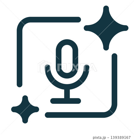 Speech and voice recognition generative AI icon representing artificial intelligence for voice input, speech processing, and smart audio generation. Modern symbol for AI-powered voice technology. Speech and voice recognition generative AI icon representing artificial intelligence for voice input, speech processing, and smart audio generation. Modern symbol for AI-powered voice technology. 139389167