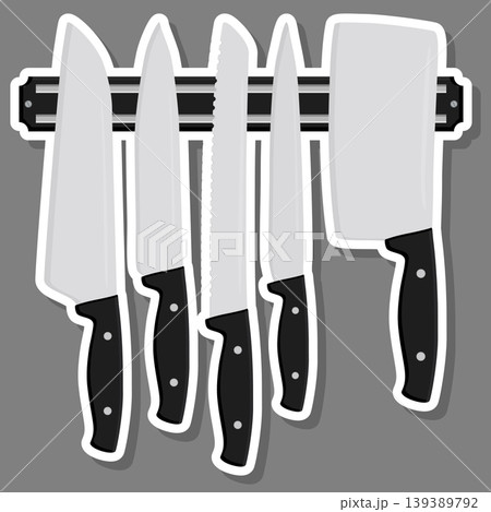 Illustration on theme big colored set different types knives Illustration on theme big colored set different types knives 139389792