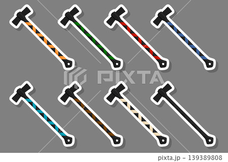 Illustration on theme big kit steel axes with wooden handle Illustration on theme big kit steel axes with wooden handle 139389808