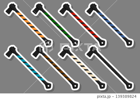Illustration on theme big kit steel axes with wooden handle Illustration on theme big kit steel axes with wooden handle 139389824