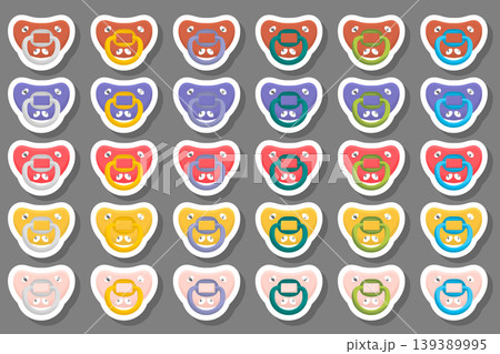 Illustration on theme big colored set baby pacifiers Illustration on theme big colored set baby pacifiers 139389995